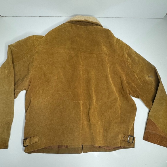 Vintage Men’s Suede Leather Jacket W/ Sherpa Collar Sleeves Ranch Western MED - Picture 10 of 14